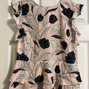 Banana Republic Pink Floral Ruffle Peplum Top